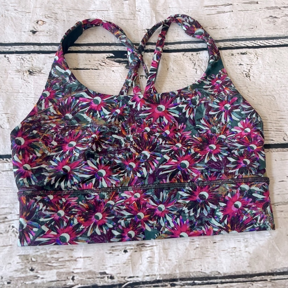 Lululemon Floral Print Longline Energy Sports Bra Size 4